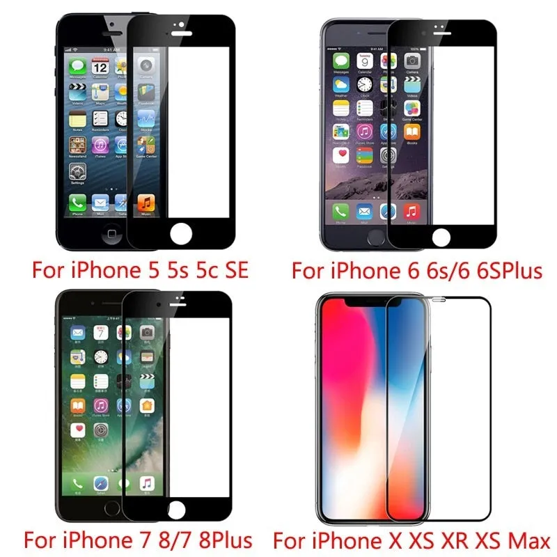 2/4PCS 9D Screen Protector Tempered Glass for iPhone