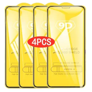 2/4PCS 9D Screen Protector Tempered Glass for iPhone