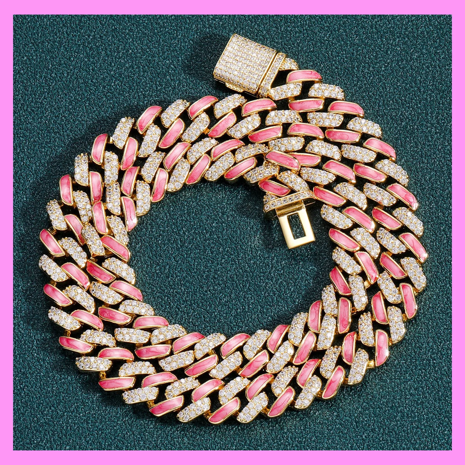 【3-49#】Red Cuban Necklace for female fashion daily engagement wedding anniversary birthday present