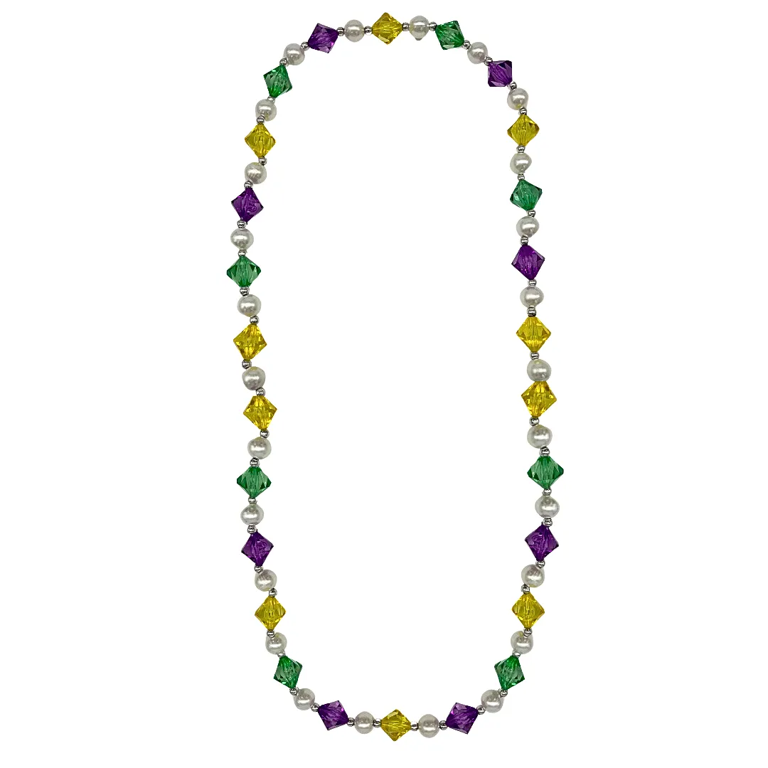 40" 20mm Diamond Shaped Purple, Green, and Yellow Necklace (Each)