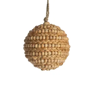 4" Wooden Bead & Jute Rope Ball Ornament