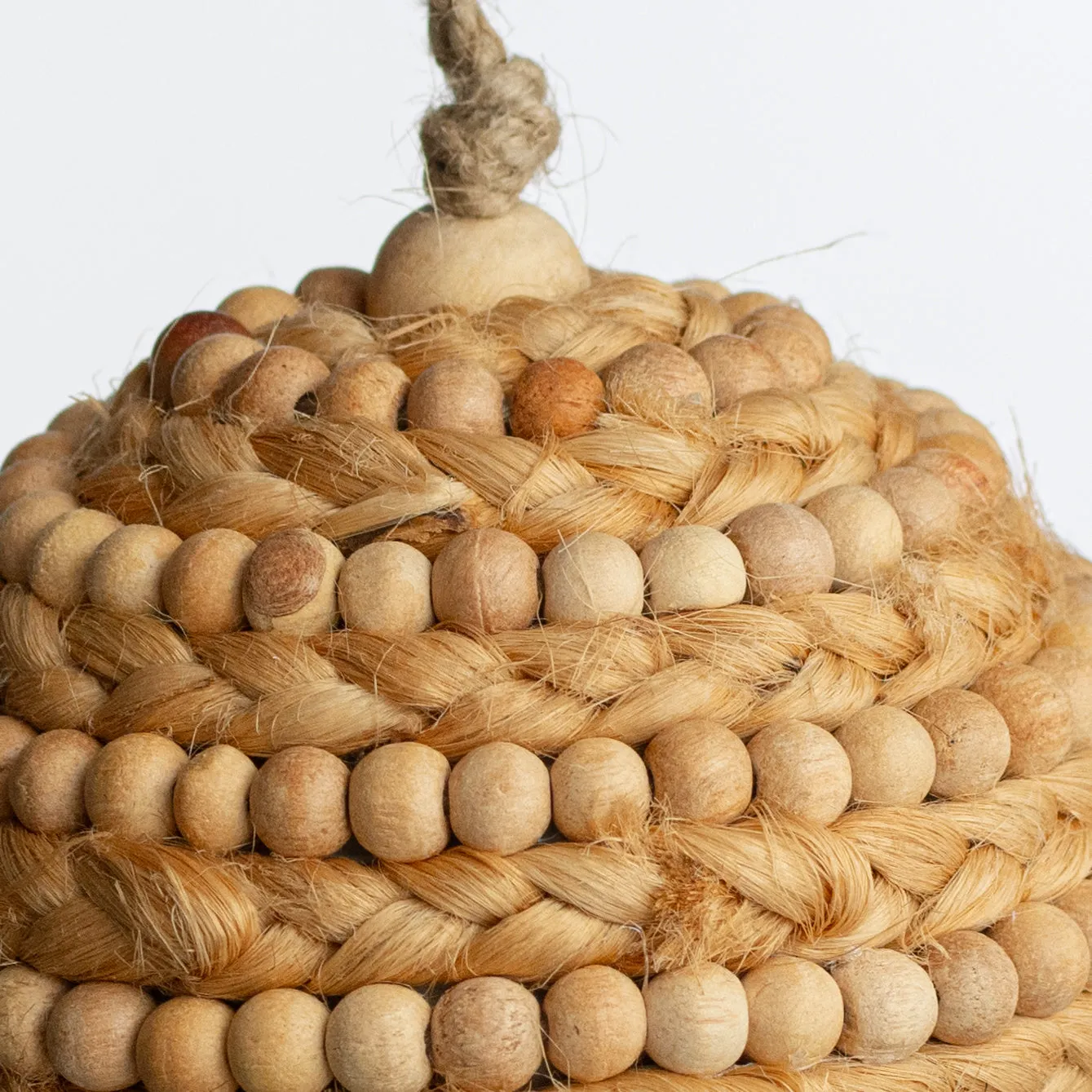 4" Wooden Bead & Jute Rope Ball Ornament