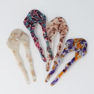 Acetate Marble U Shaped Kanzashi Comb