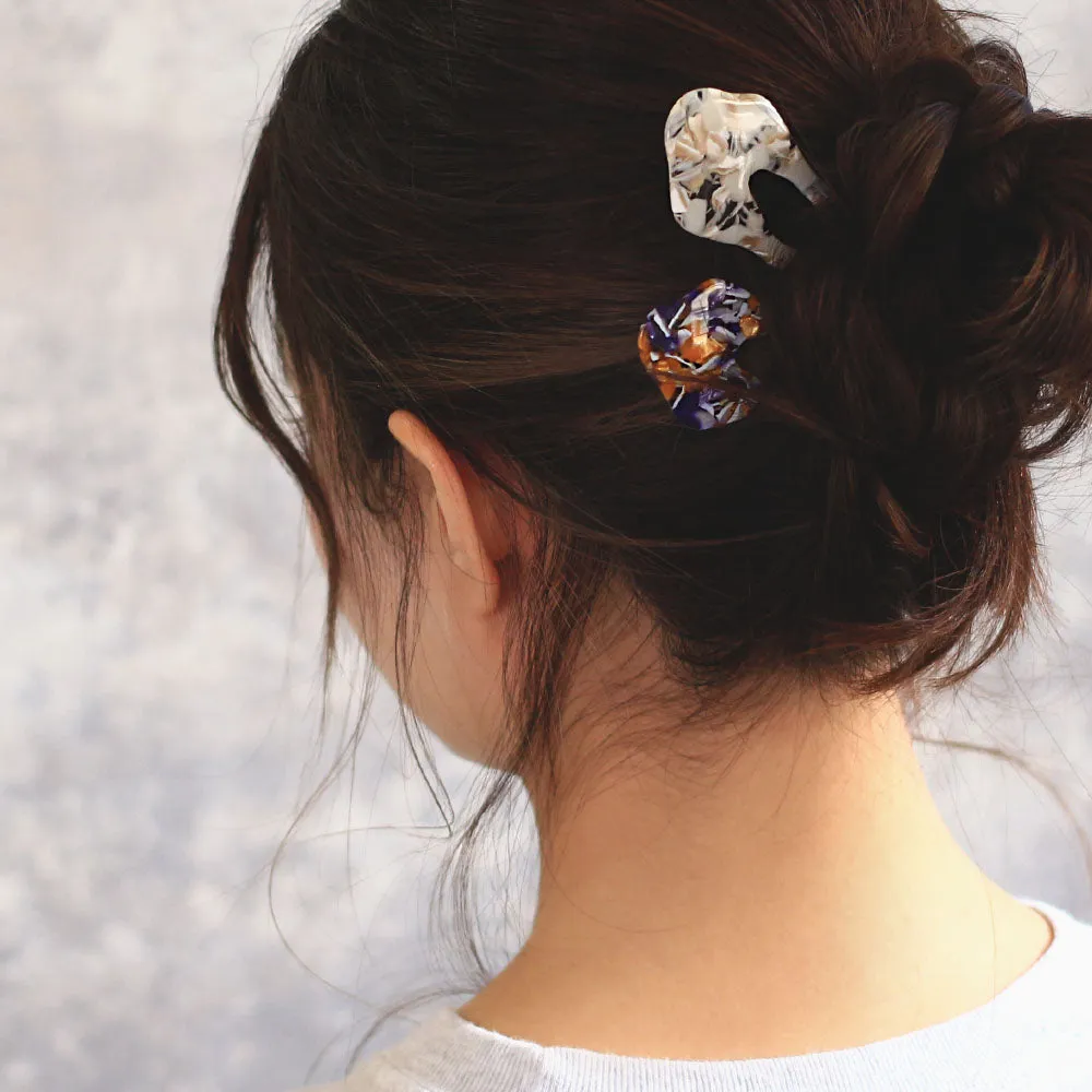 Acetate Marble U Shaped Kanzashi Comb
