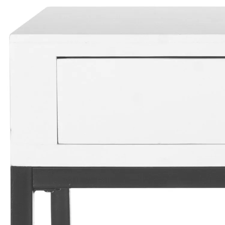 Adena End Table with Storage Drawer - White
