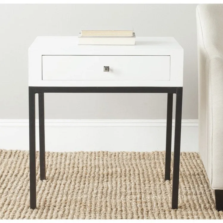Adena End Table with Storage Drawer - White