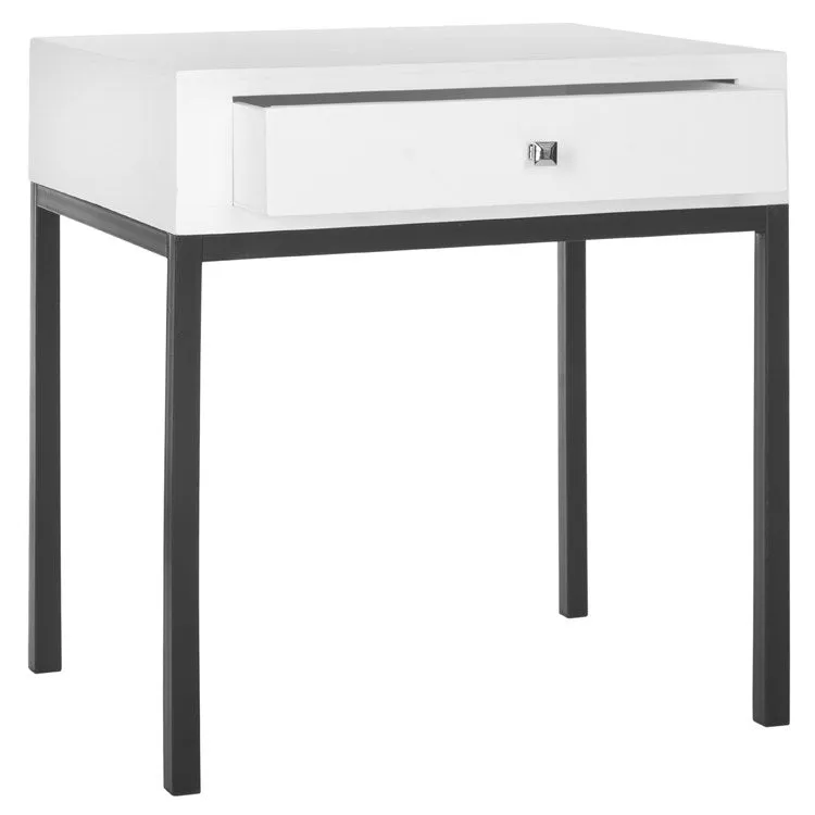 Adena End Table with Storage Drawer - White