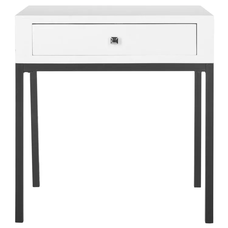 Adena End Table with Storage Drawer - White