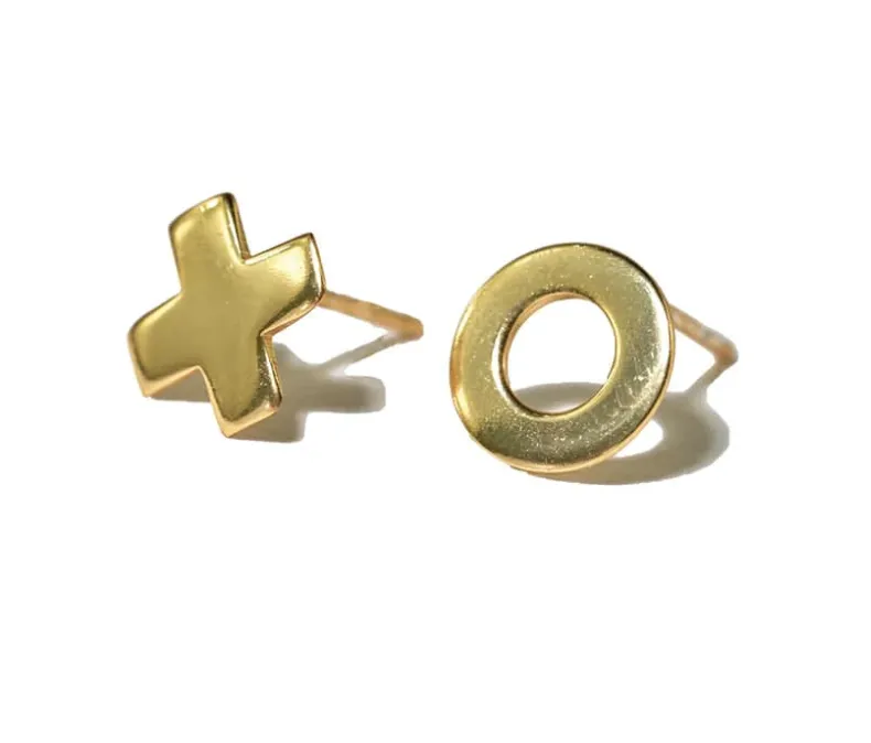 Alice "XO" Post Earrings Brass