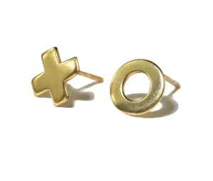 Alice "XO" Post Earrings Brass