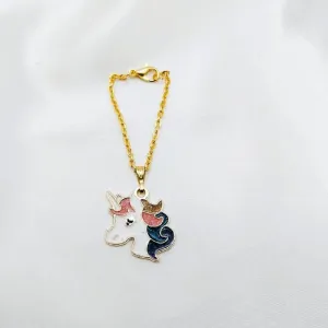 Alloy Enamel Unicorn Watch Charm For Women Gold White