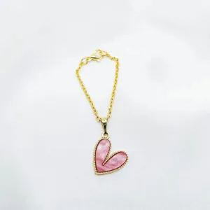 Alloy Heart Watch Charm For Women Gold Pink