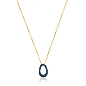Ania Haie Navy Blue Enamel Gold Twisted Pendant Necklace