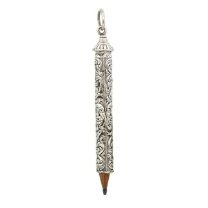 Art Nouveau Repoussé Silver Pencil Necklace