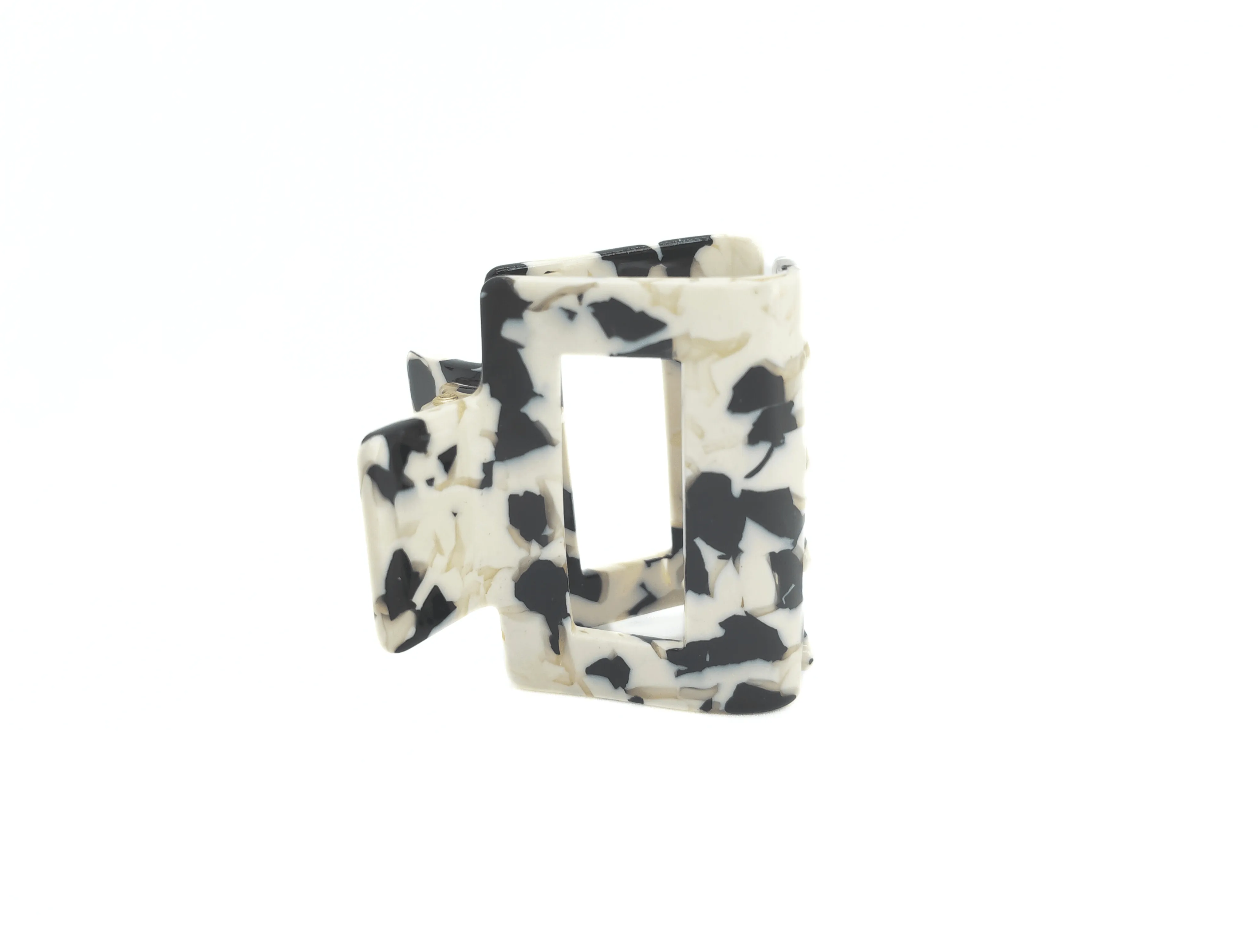 Black & White Mosaic Square Hair Claw Clip