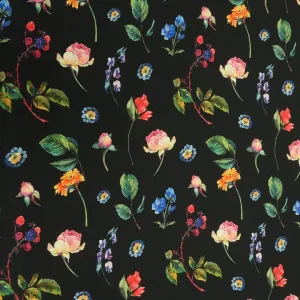Black Background with Multicolored Floral Printed Fabric