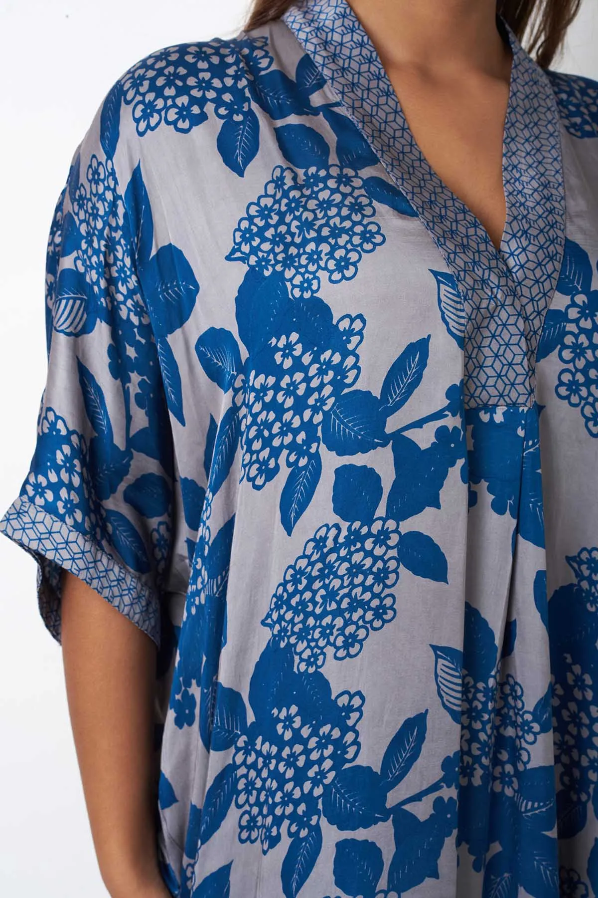 Blue Floral Printed Kaftan