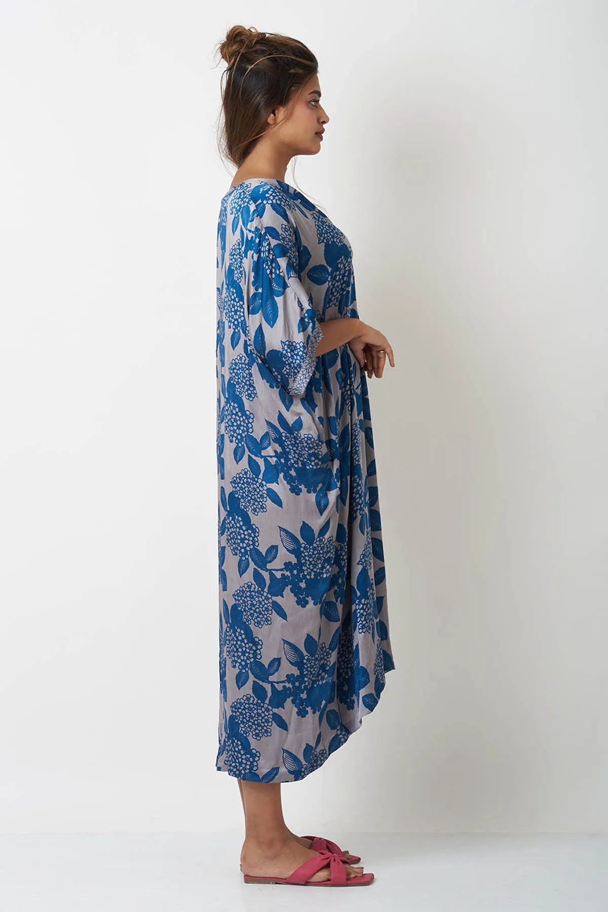Blue Floral Printed Kaftan