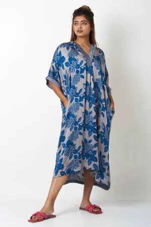 Blue Floral Printed Kaftan