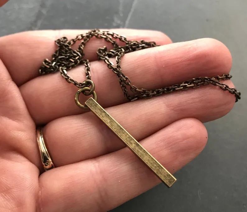 Brass Bar Pendant And Necklace