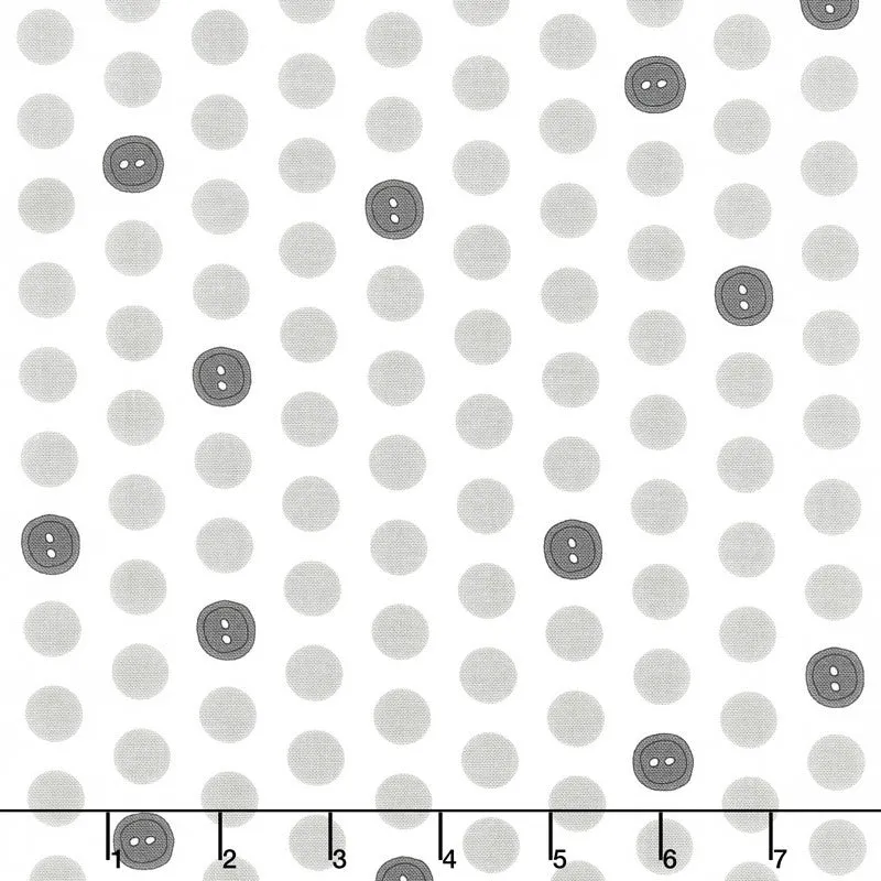 Bubbie's Buttons and Blooms - Polka Dot Buttons Mushroom Soup Yardage
