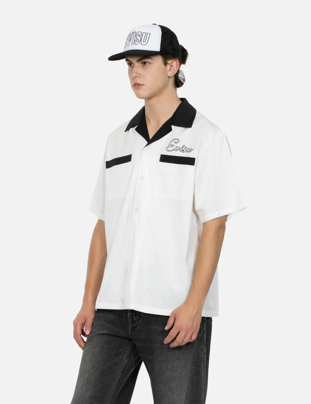 Chain-Stitched Embroidery Logo Boxy Tencel Shirt