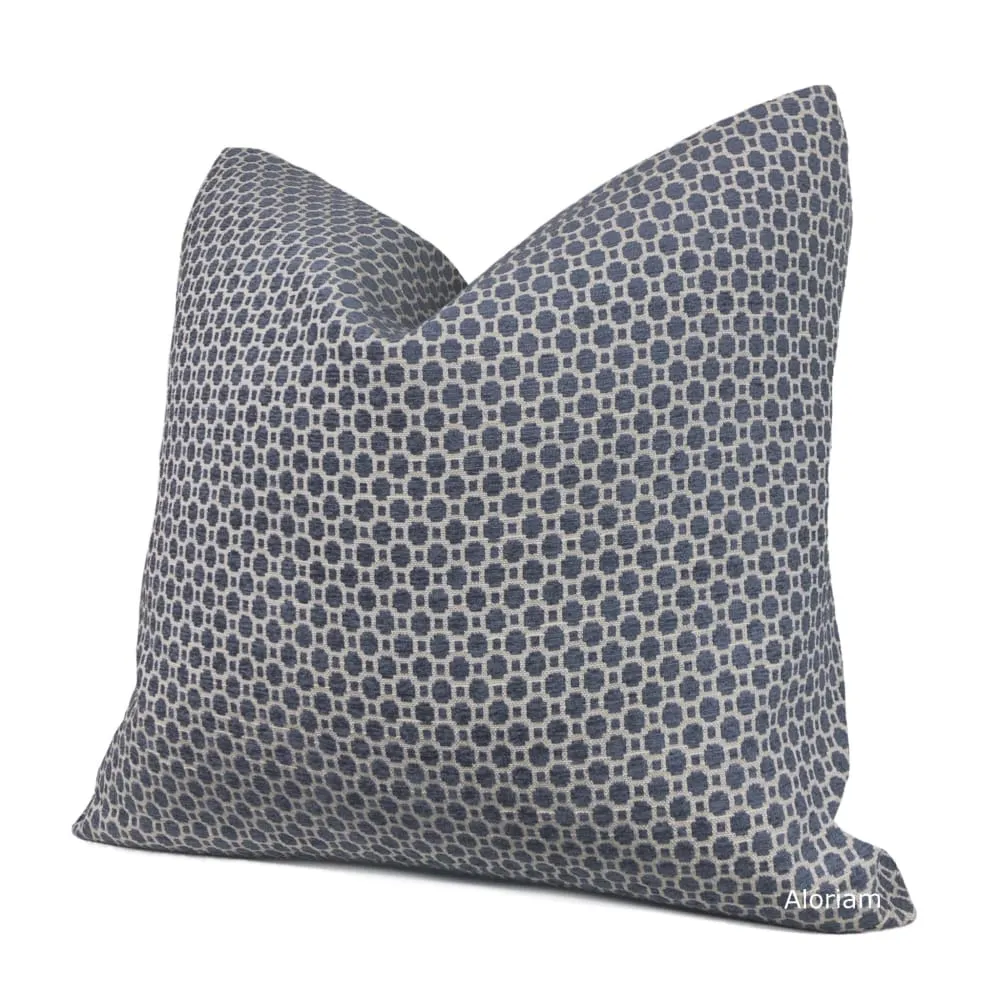 Chelsea Slate Blue Geometric Chenille Pillow Cover