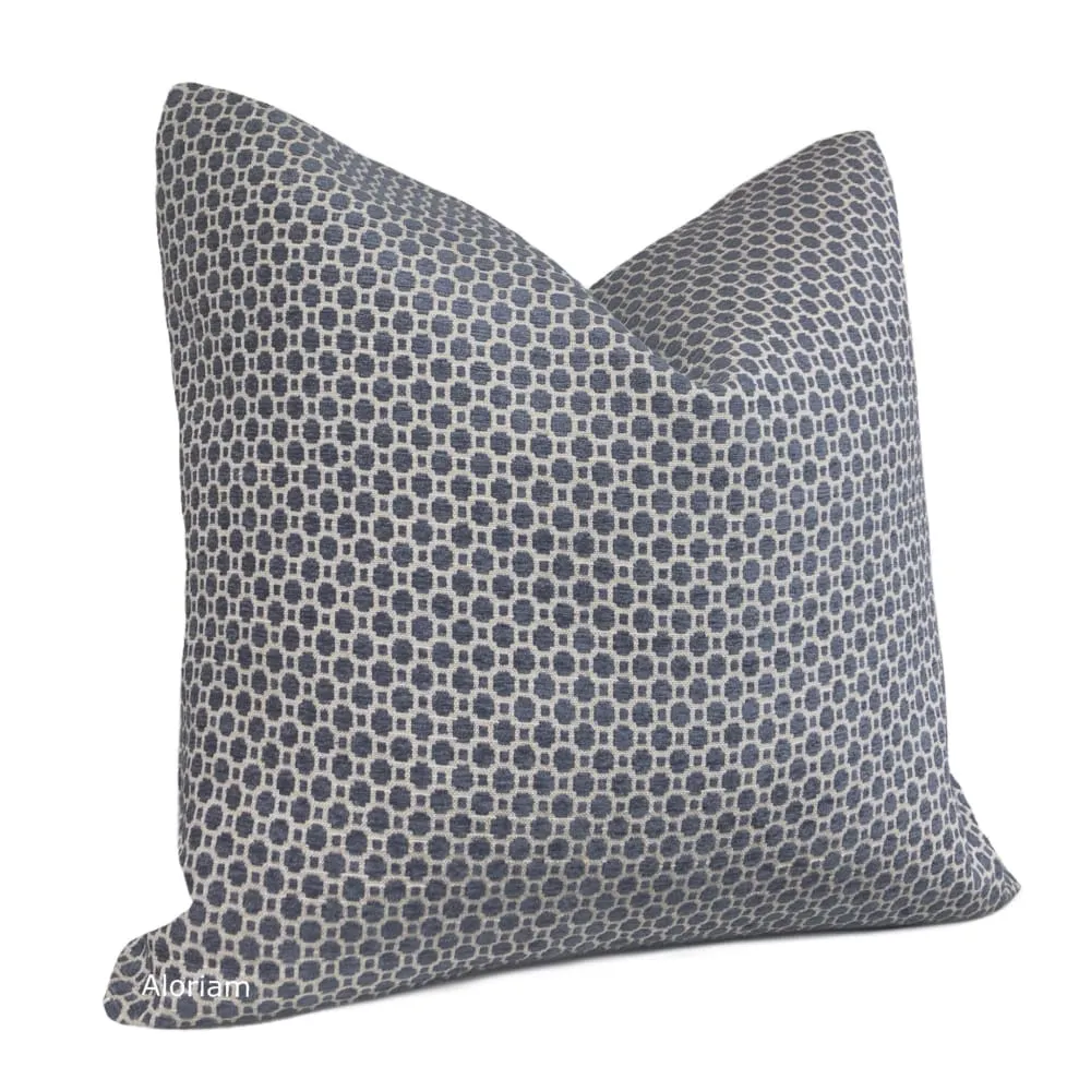 Chelsea Slate Blue Geometric Chenille Pillow Cover