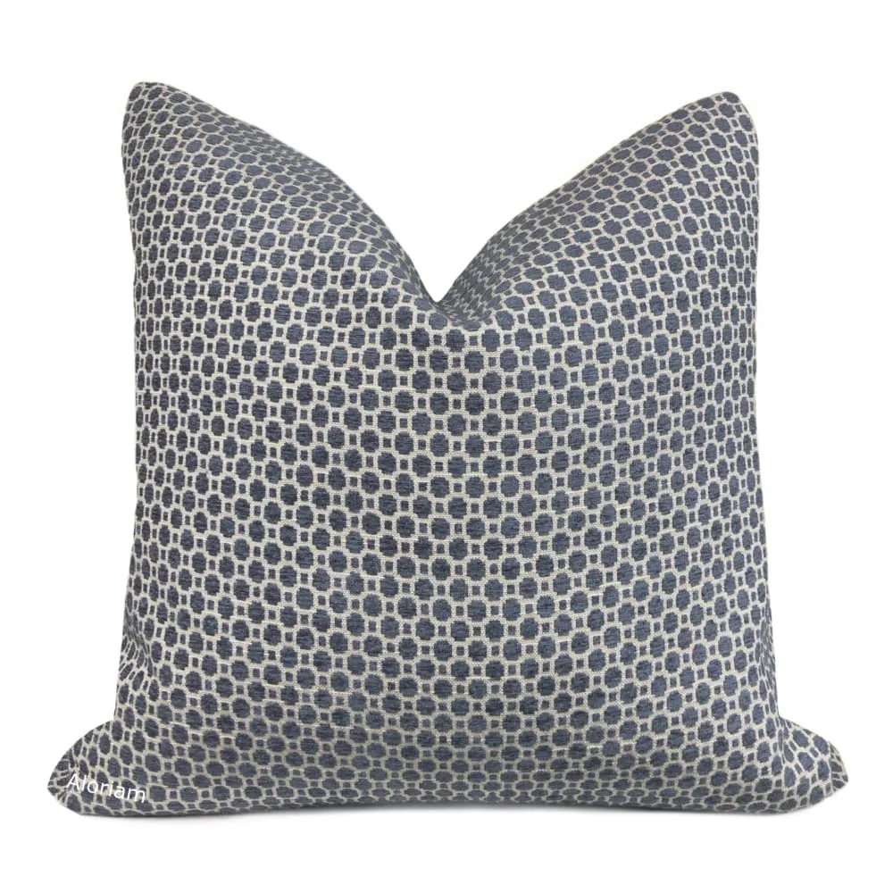 Chelsea Slate Blue Geometric Chenille Pillow Cover