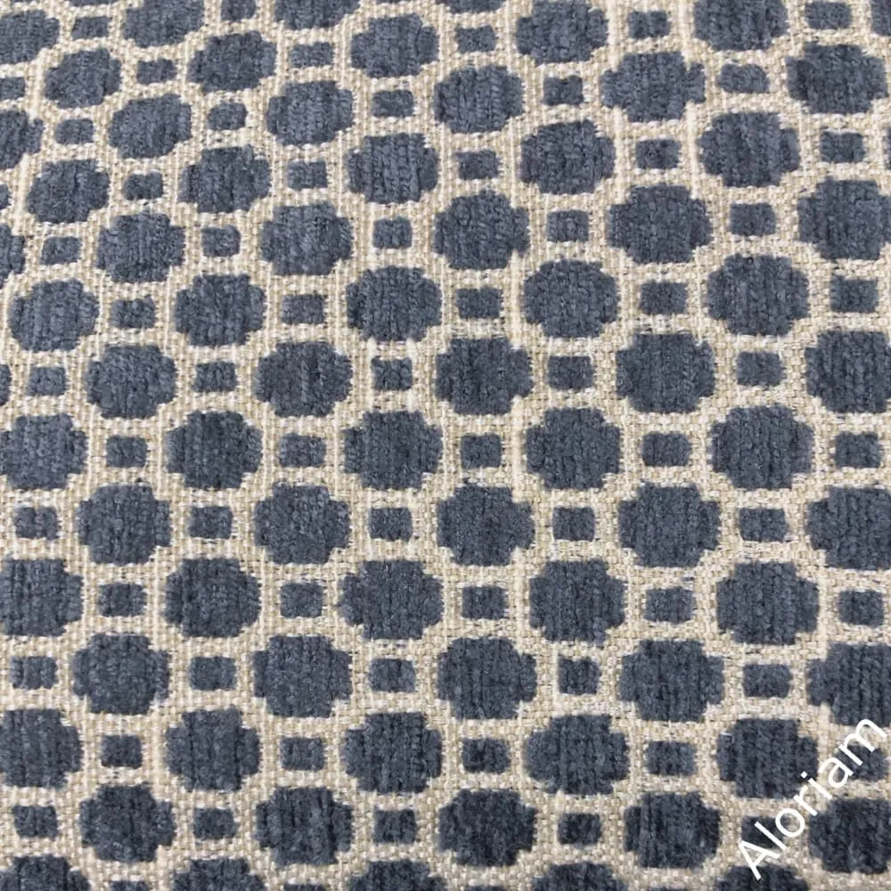 Chelsea Slate Blue Geometric Chenille Pillow Cover