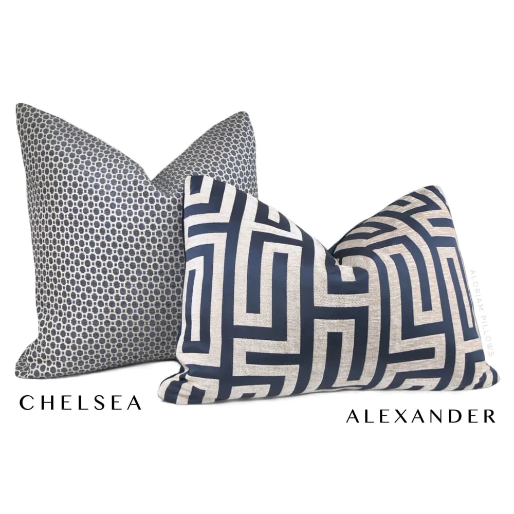 Chelsea Slate Blue Geometric Chenille Pillow Cover