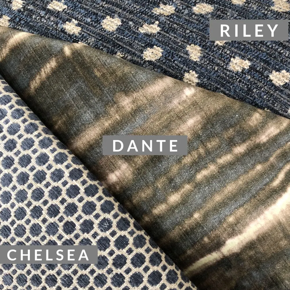 Chelsea Slate Blue Geometric Chenille Pillow Cover
