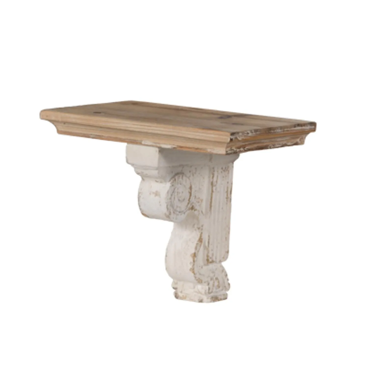 Classic Corbel Style White Washed Wall Shelf | 11.5"x14"