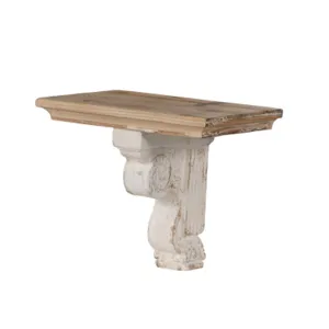 Classic Corbel Style White Washed Wall Shelf | 11.5"x14"