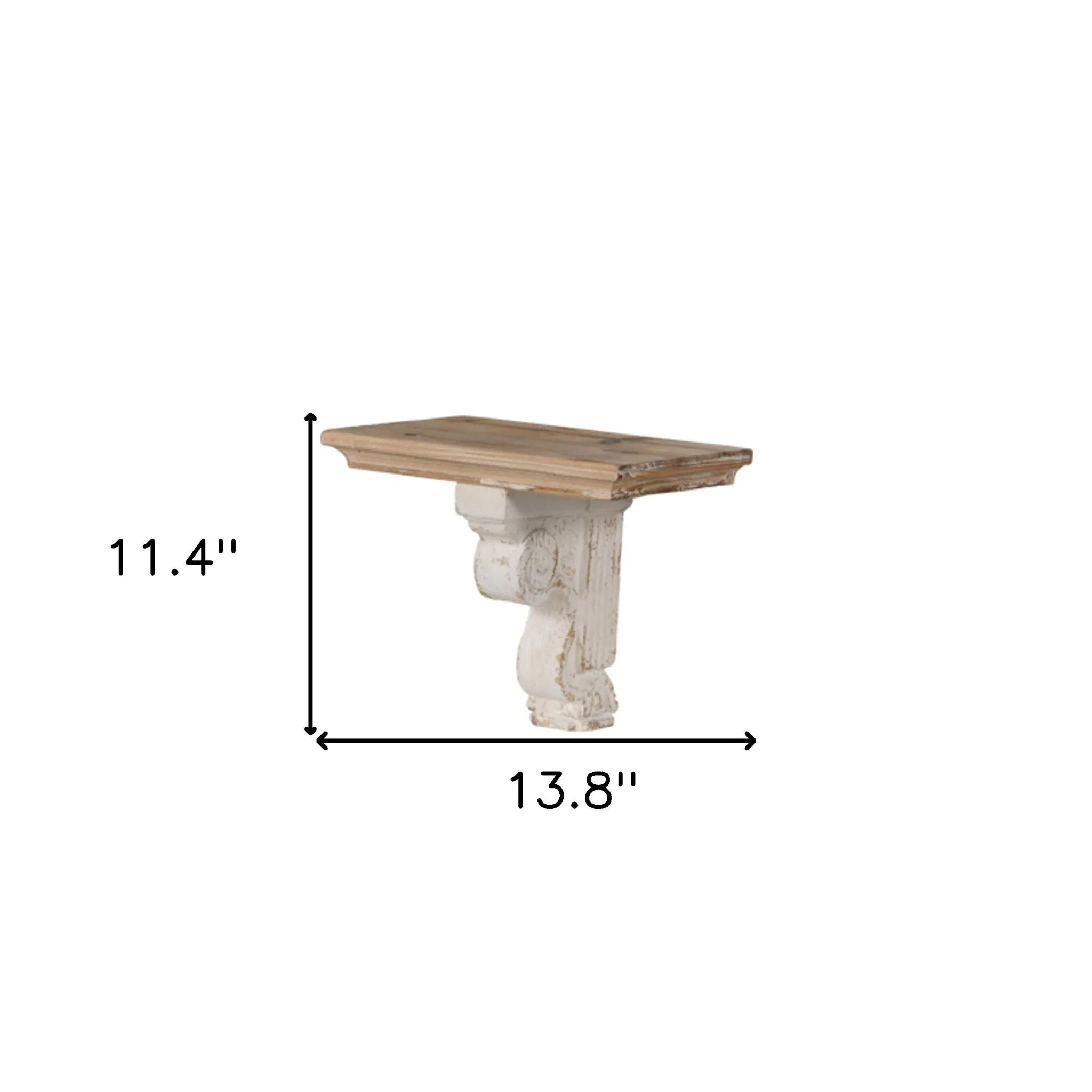 Classic Corbel Style White Washed Wall Shelf | 11.5"x14"