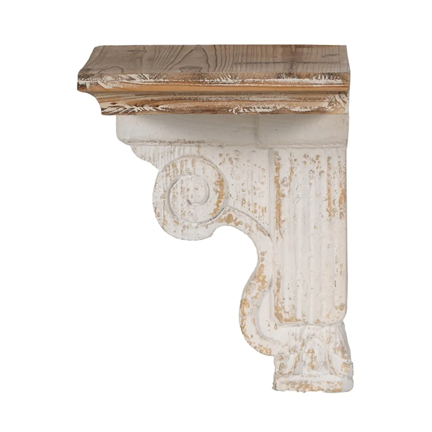 Classic Corbel Style White Washed Wall Shelf | 11.5"x14"