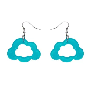 Cloud Glitter Resin Drop Earrings - Blue
