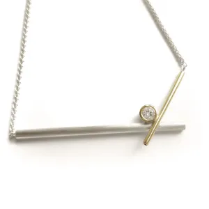 Contemporary diamond necklace - silver and 18ct gold