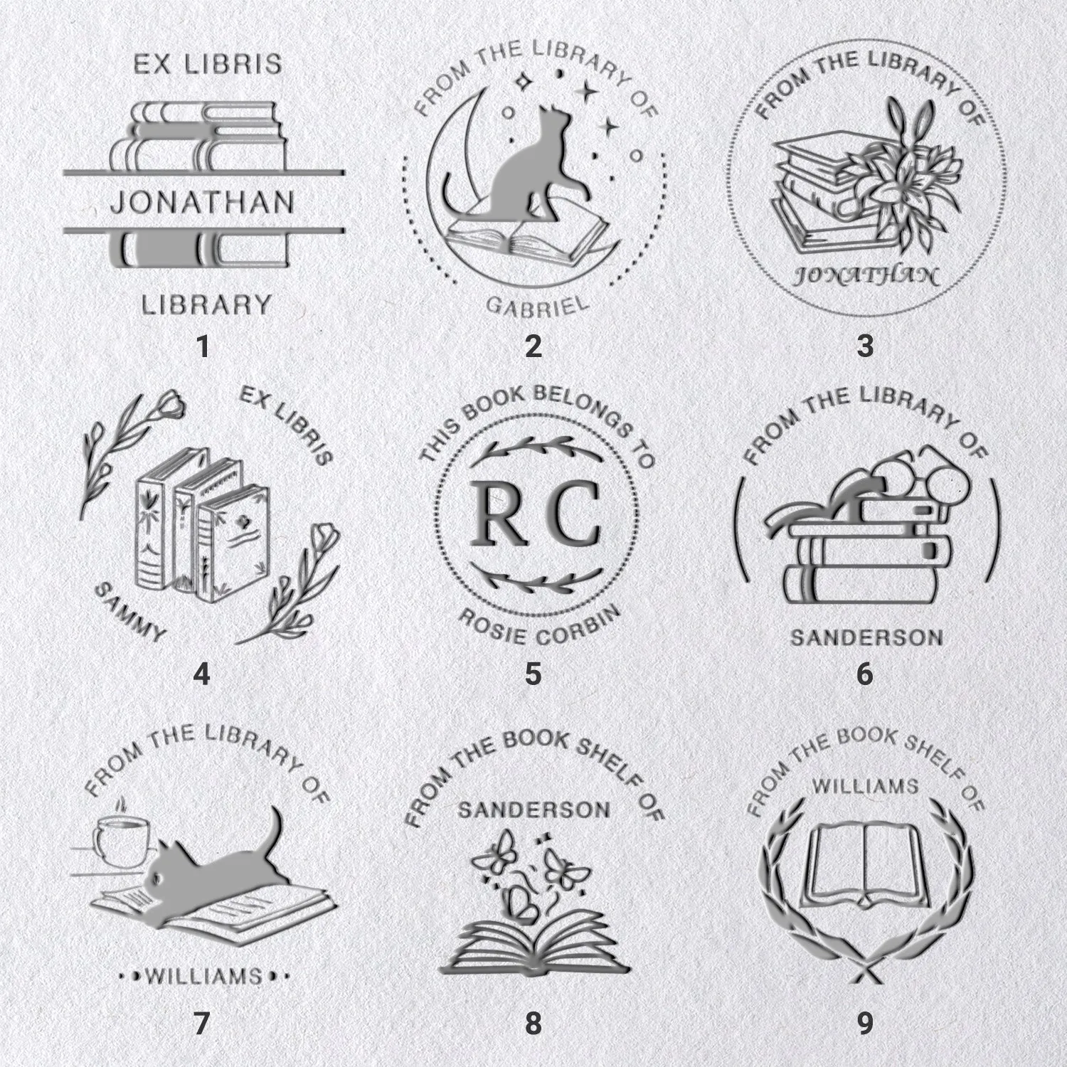 Custom "Ex Libris" Book Embosser (27 Designs)