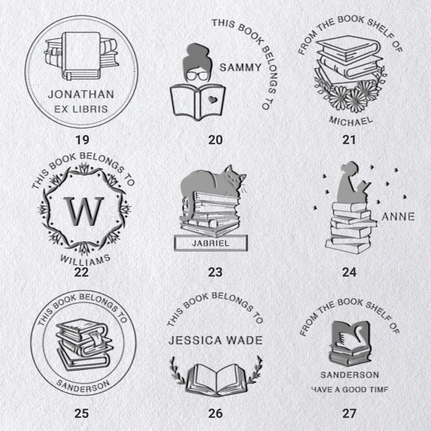 Custom "Ex Libris" Book Embosser (27 Designs)