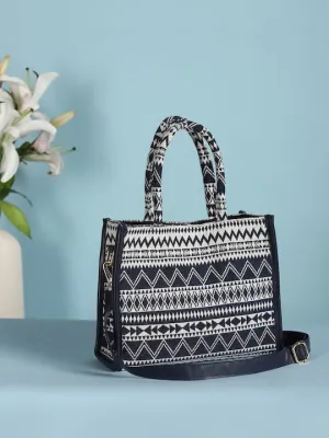 Deep Blue Geometrical Print Mini Bag