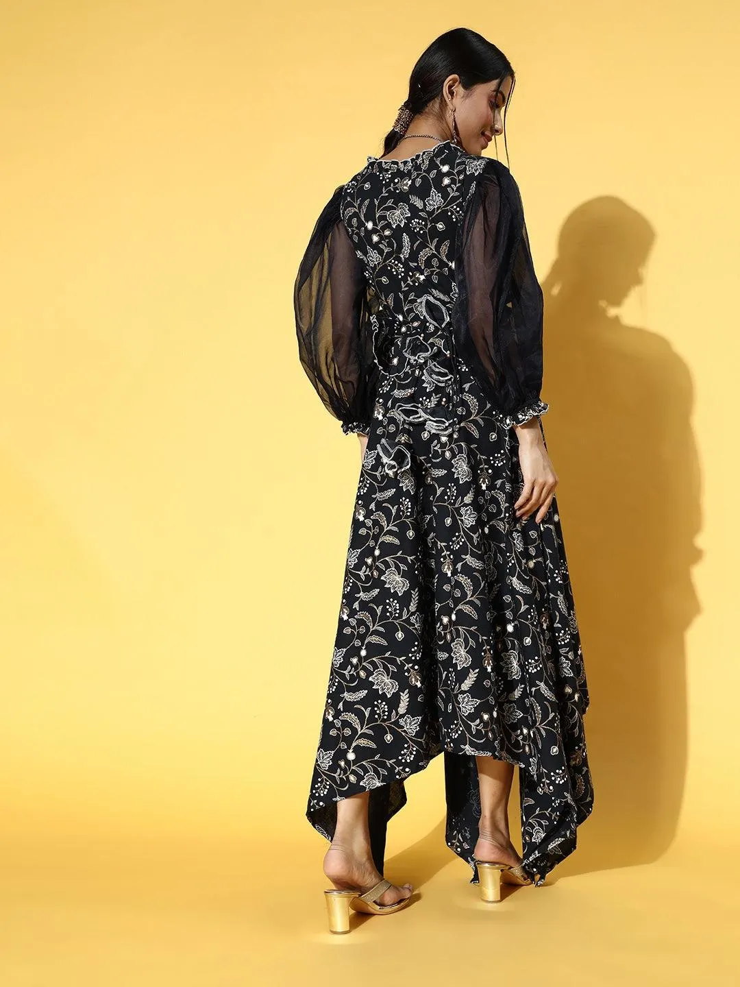 Deep Navy Blue Printed Dress