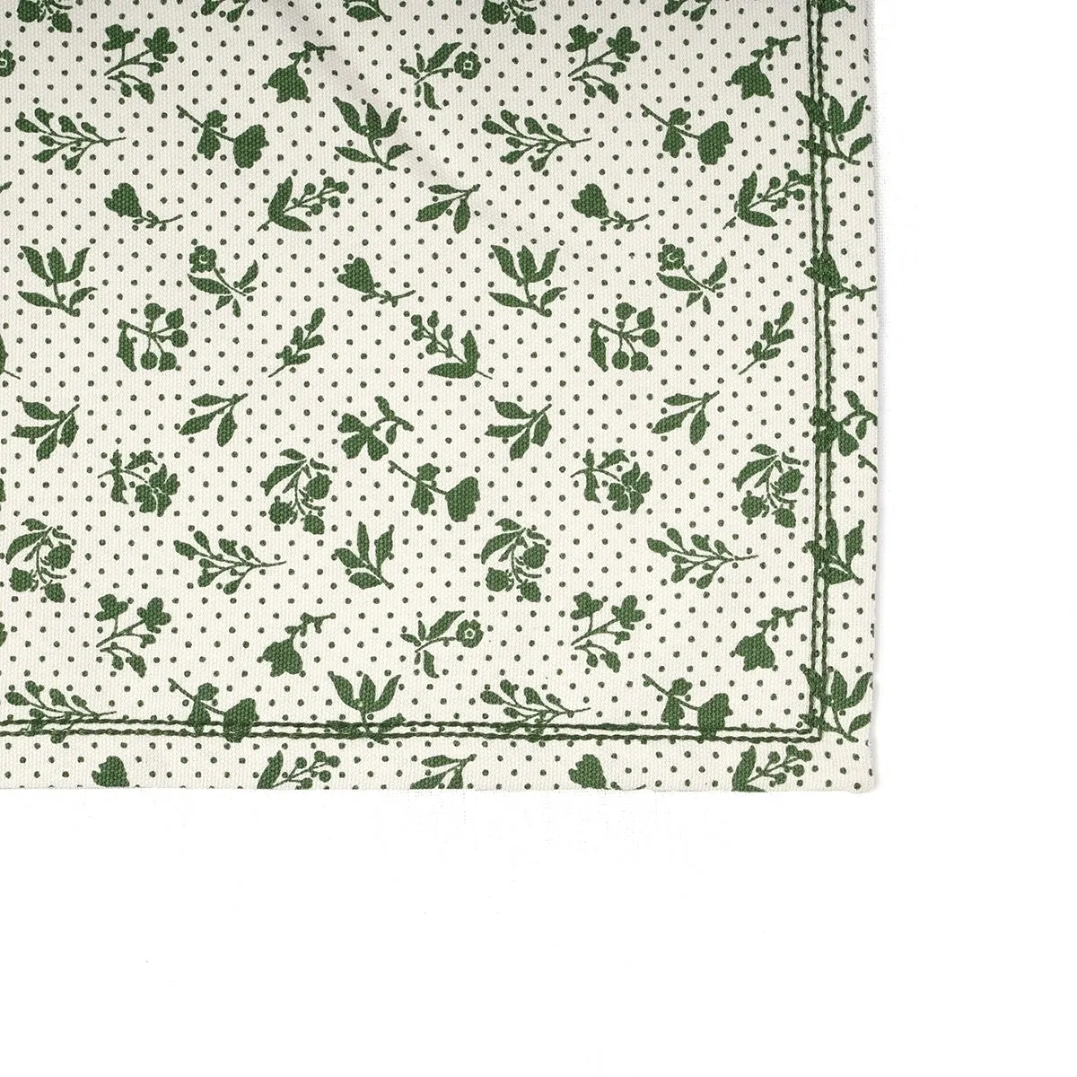 DOMINOTERIE Green Printed Kitchen Towel, small floral pattern, 100% cotton, size 20"X28"