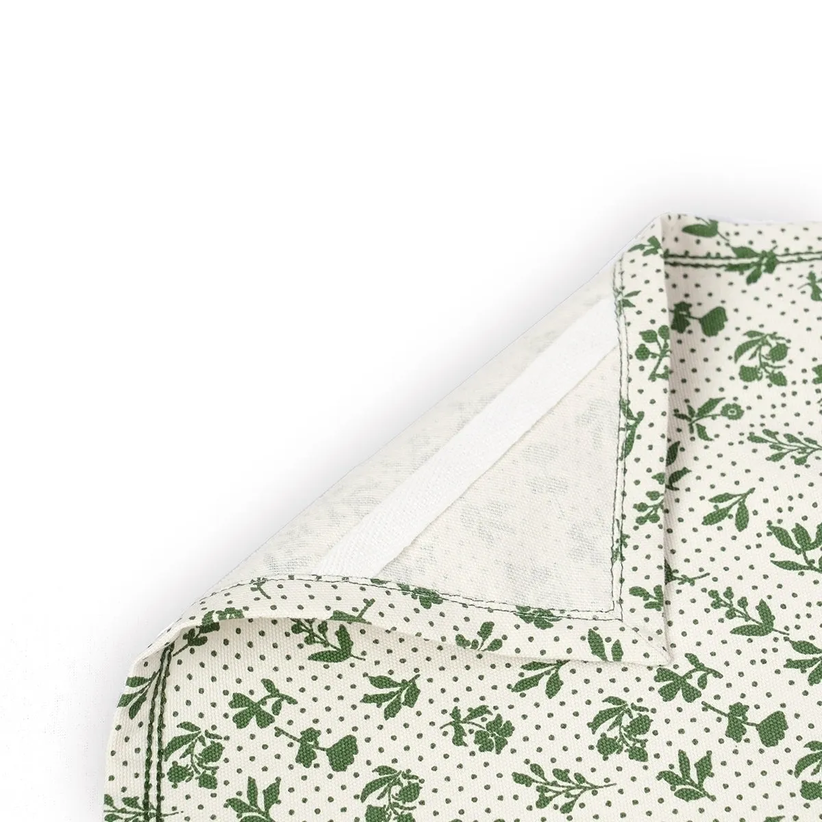 DOMINOTERIE Green Printed Kitchen Towel, small floral pattern, 100% cotton, size 20"X28"