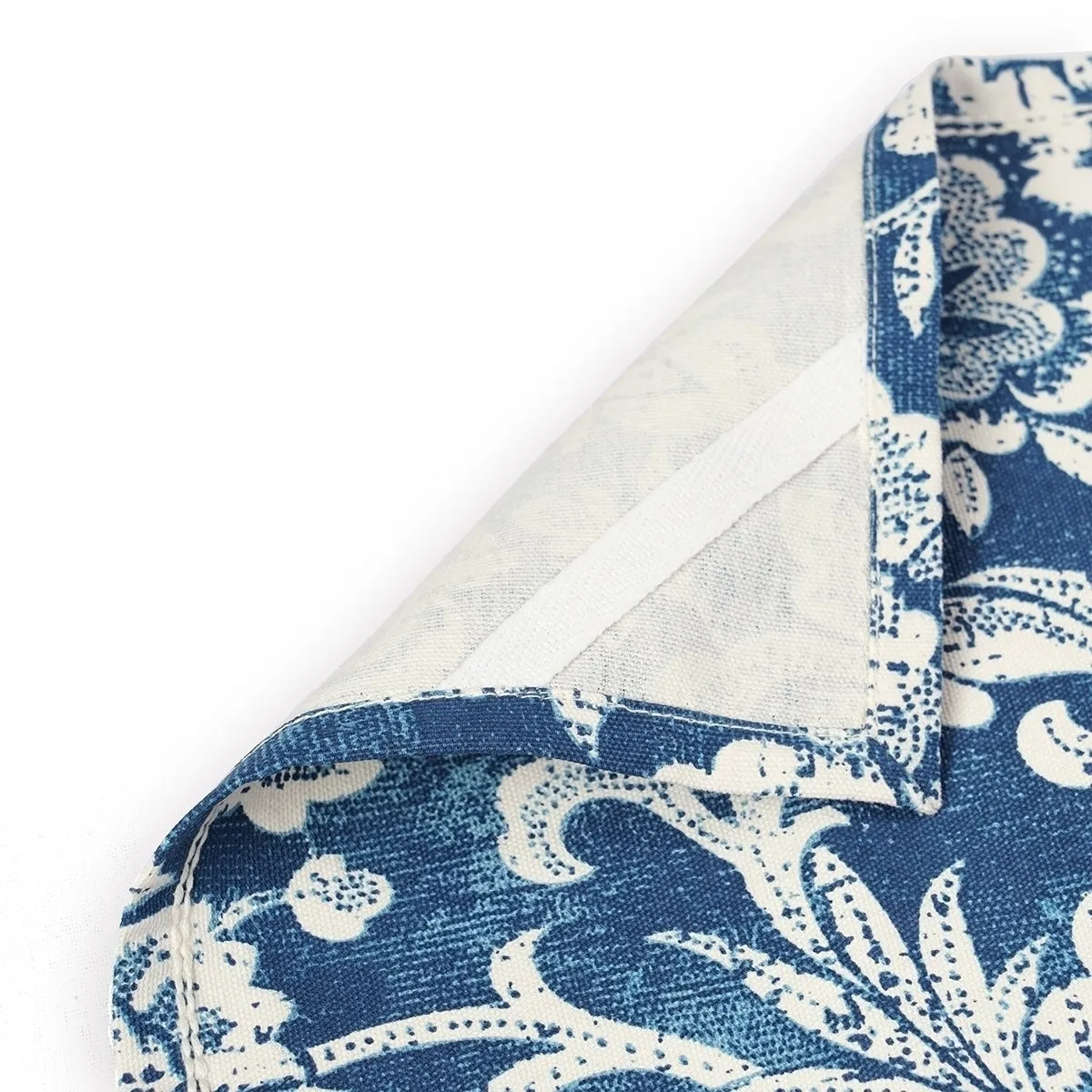 DOMINOTERIE Indigo Blue Printed Kitchen Towel, bold floral pattern, 100% cotton, size 20"X28"