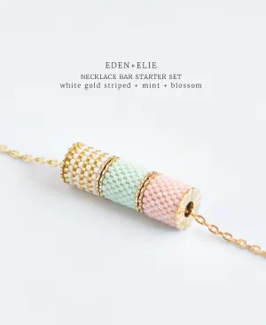 EDEN   ELIE Necklace Bar 3 bead starter set - blossom   mint   white gold striped