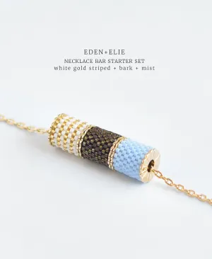 EDEN   ELIE Necklace Bar 3 bead starter set - mist   bark   white gold striped