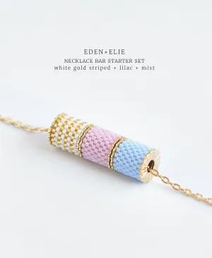 EDEN   ELIE Necklace Bar 3 bead starter set - mist   lilac   white gold striped
