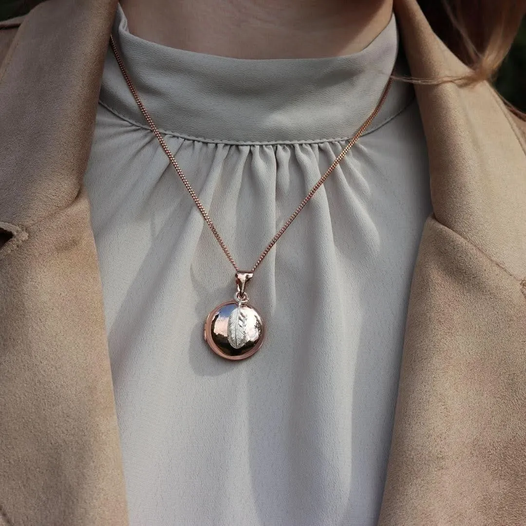 Feather Locket | Rose Gold