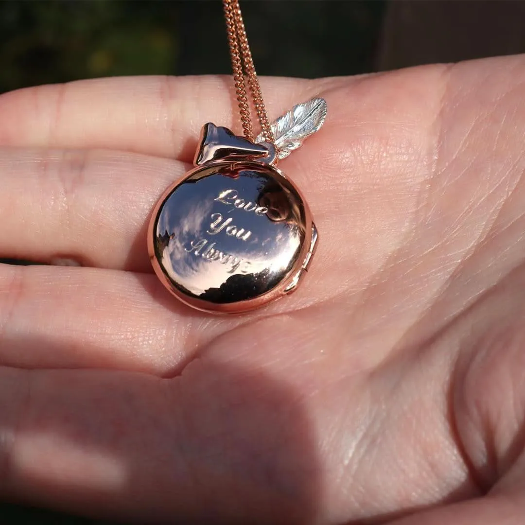 Feather Locket | Rose Gold